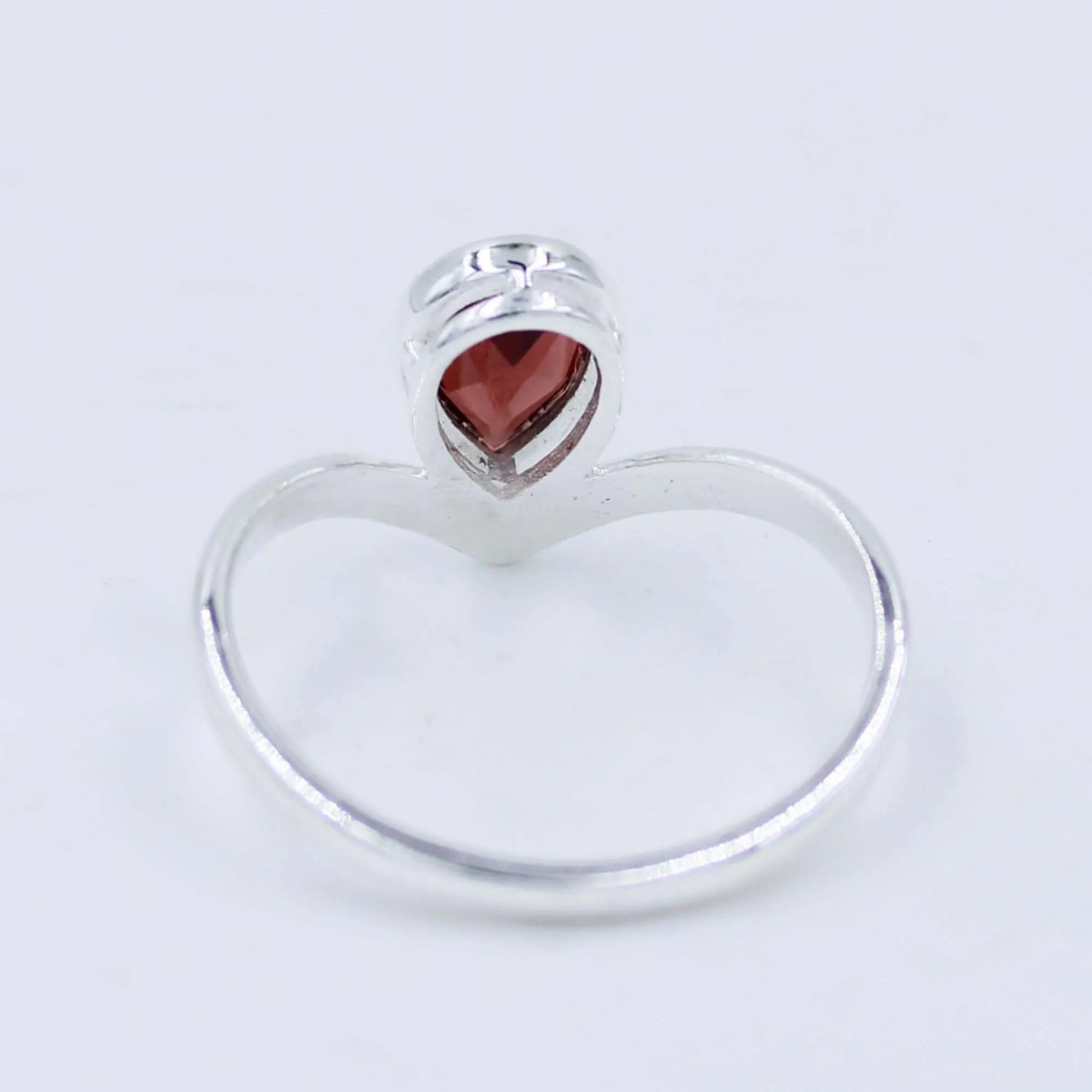 Natural Garnet Tiny Band 925 Silver Ring