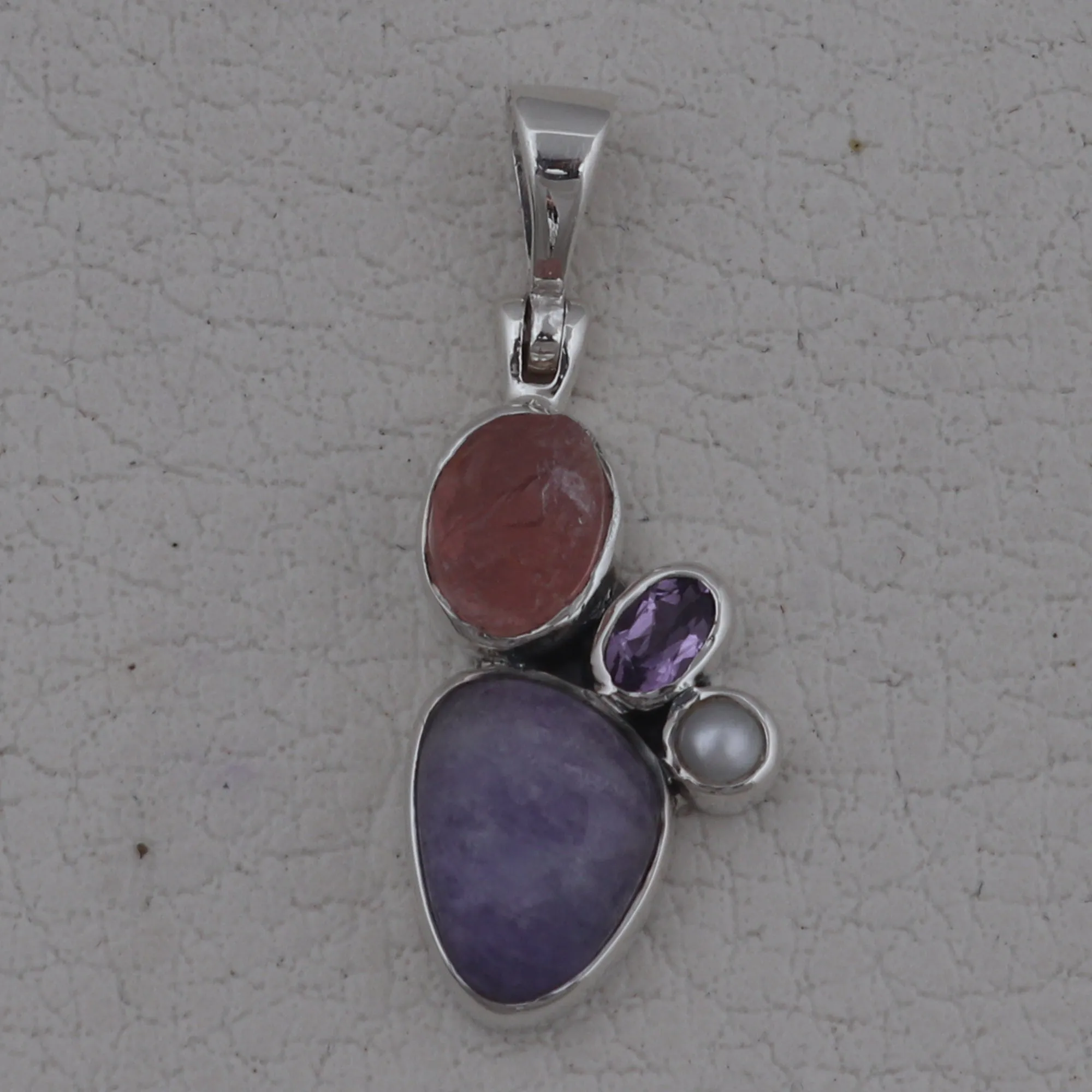Natural Hackmanite & Rose Quartz Sterling Silver Pendant