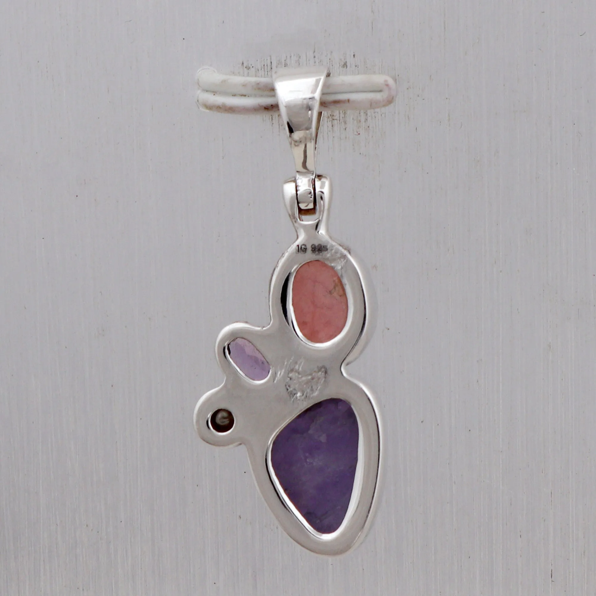 Natural Hackmanite & Rose Quartz Sterling Silver Pendant