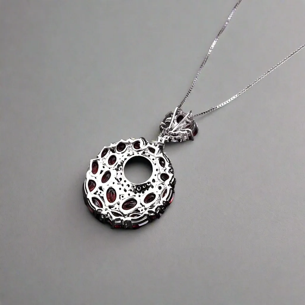 Natural Red Garnet Vintage Necklace