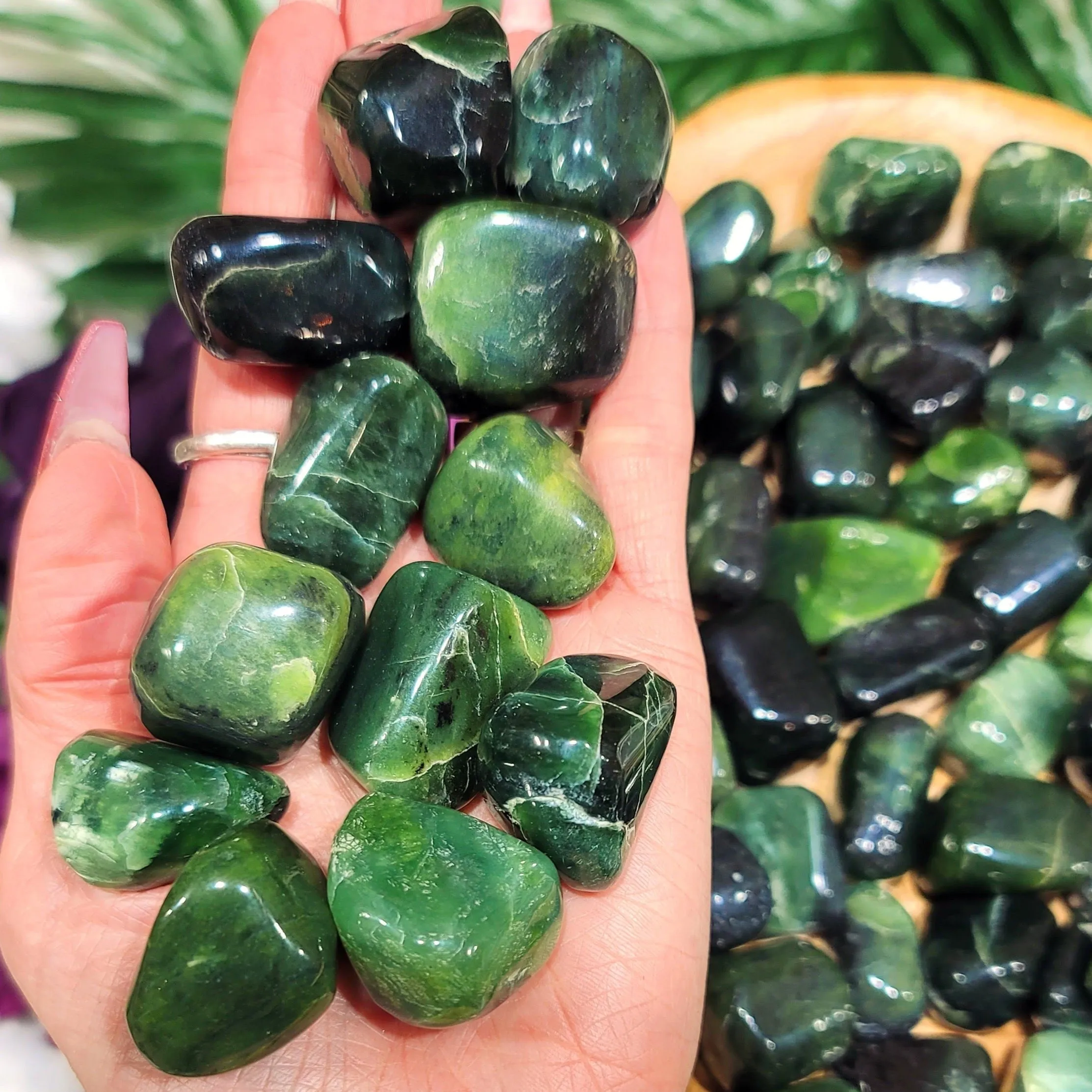 Nephrite Jade Tumble for Abundance, Good Luck and Joy
