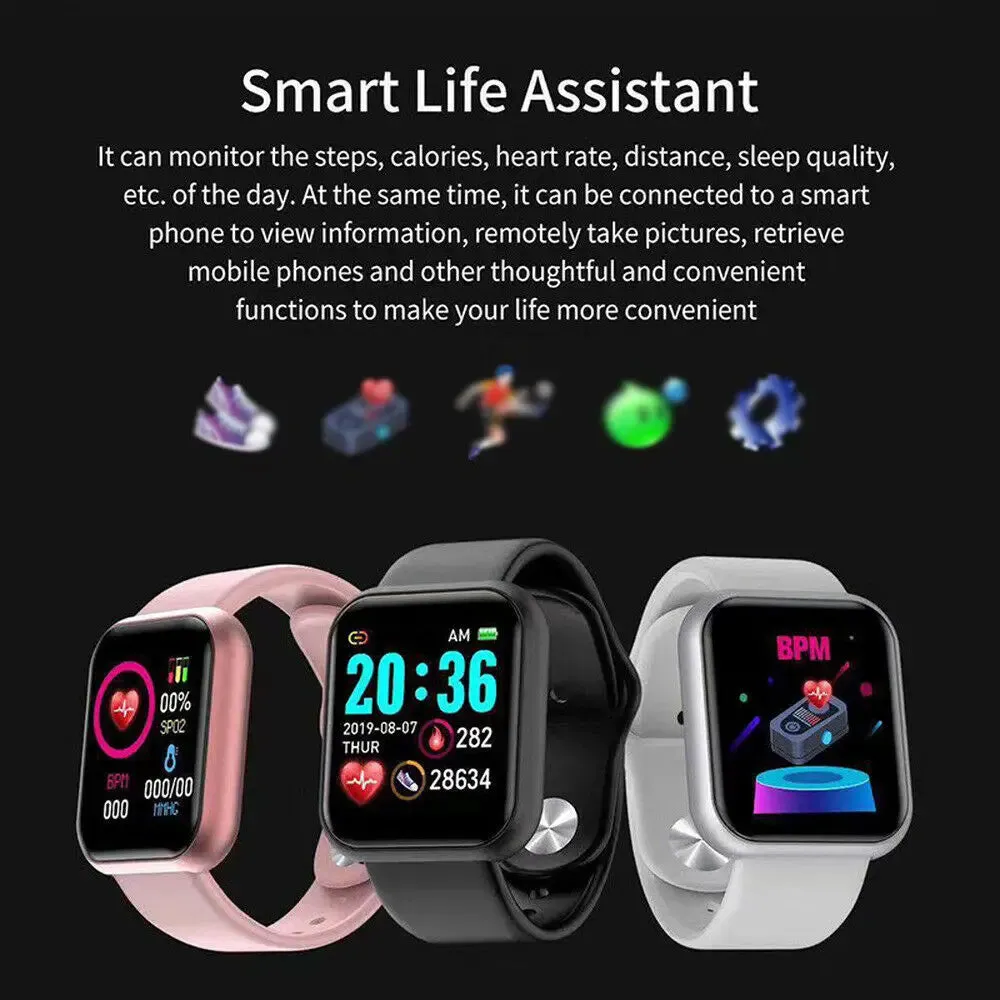 New Arrival Y68 D20s Fitpro App Waterproof Sport Fitness Tracker Smart Watch