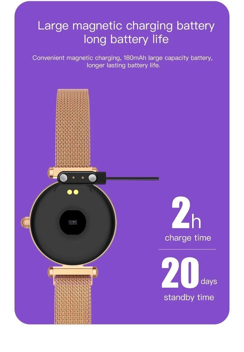 New Luxury Lady's Bluetooth Smart Watch Bracelet Waterproof Fitness Heart Rate Blood Pressure Tracker For iPhone Androids