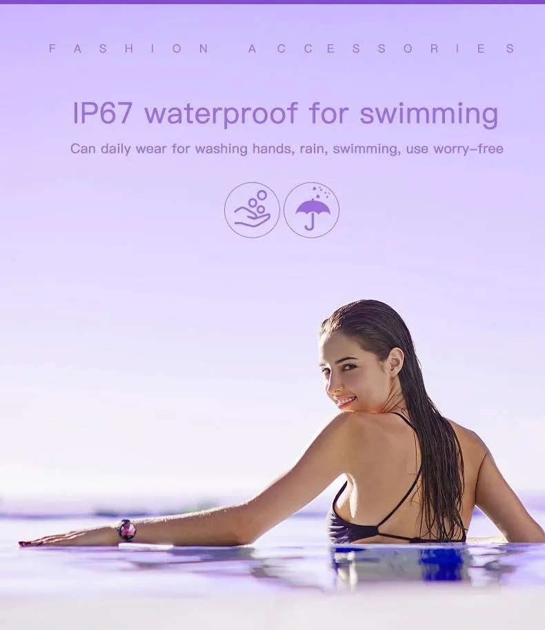 New Luxury Lady's Bluetooth Smart Watch Bracelet Waterproof Fitness Heart Rate Blood Pressure Tracker For iPhone Androids