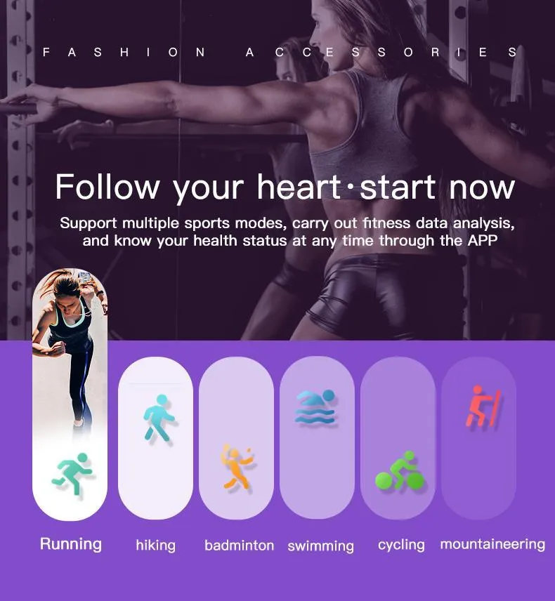 New Luxury Lady's Bluetooth Smart Watch Bracelet Waterproof Fitness Heart Rate Blood Pressure Tracker For iPhone Androids