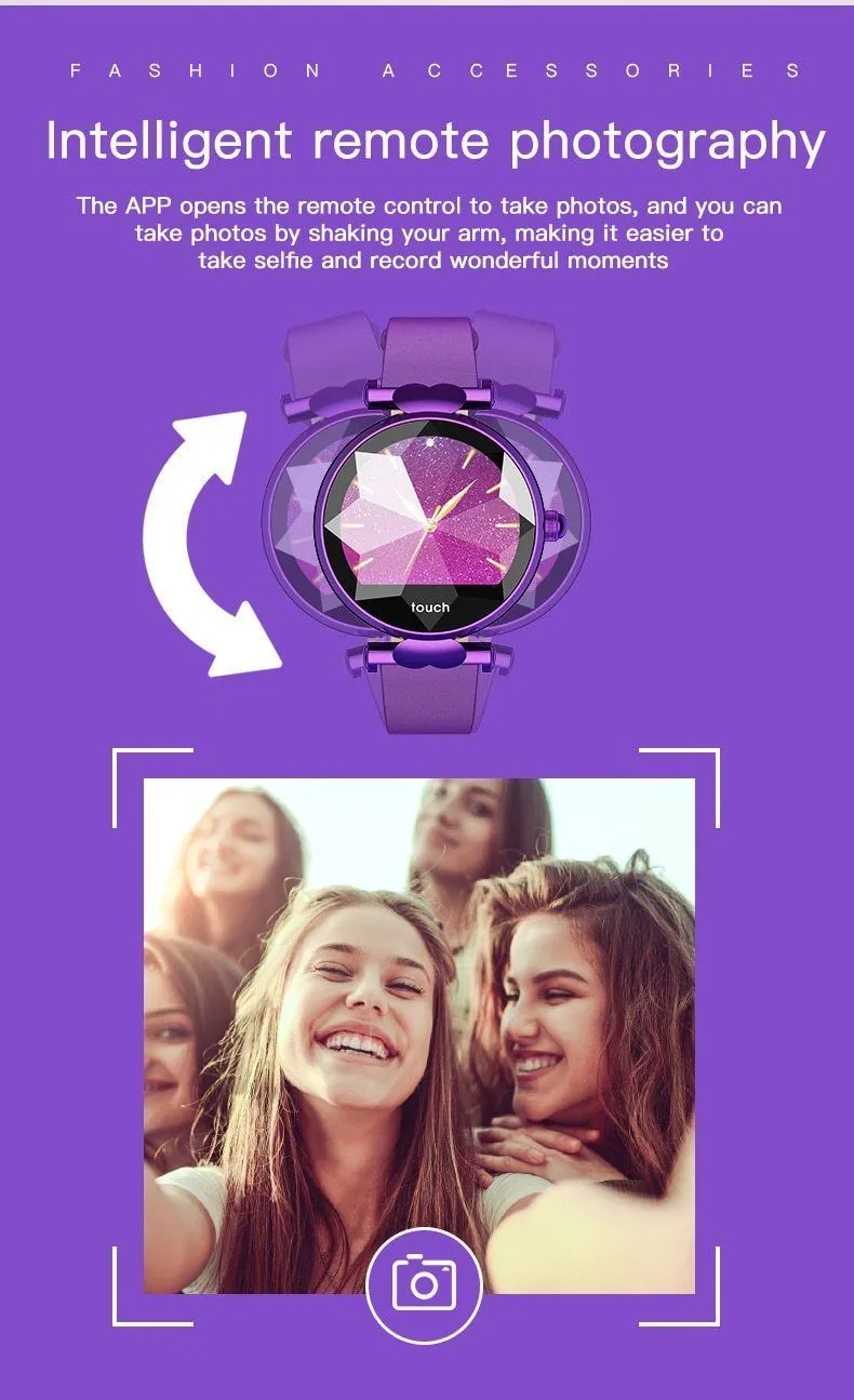 New Luxury Lady's Bluetooth Smart Watch Bracelet Waterproof Fitness Heart Rate Blood Pressure Tracker For iPhone Androids