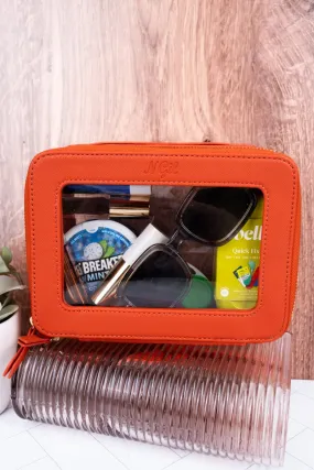 NGIL Clear The Way Orange Faux Leather Toiletry Case