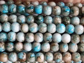 Off White Blue Circular Semi Precious Quartz Stones