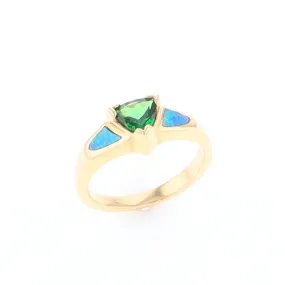 Opal Rings 2 Section Inlaid Design with Trillion Tsavorite Center