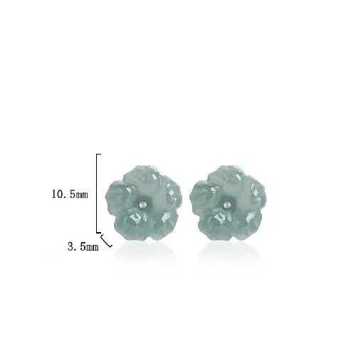 Orchid Jade Studs Earrings-Longevity and Prosperity
