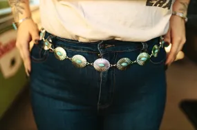 Oval Turquoise Concho Chain Belt *