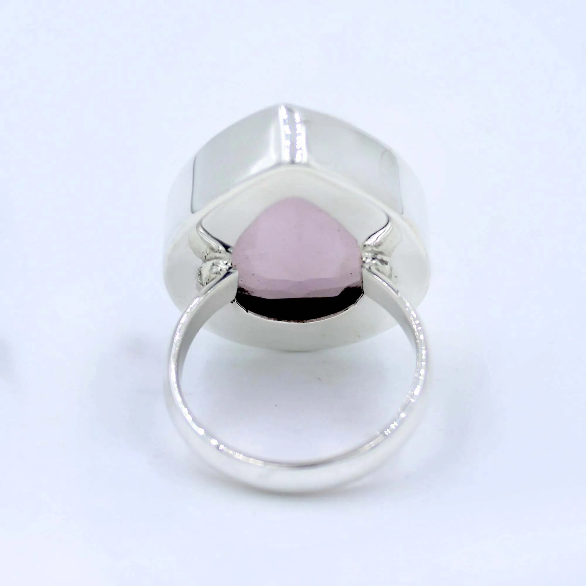 Pear Cut Rose Quartz Sterling Silver Ring