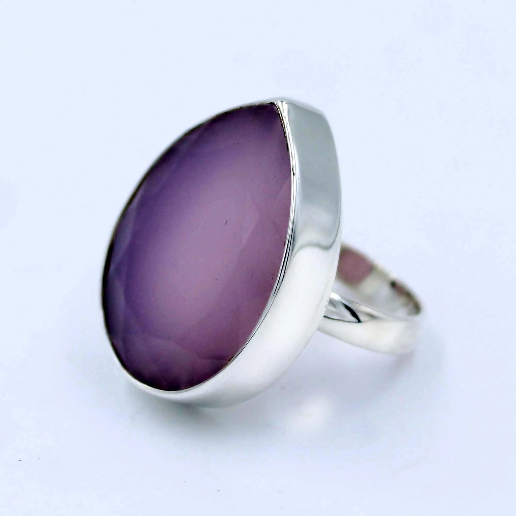 Pear Cut Rose Quartz Sterling Silver Ring