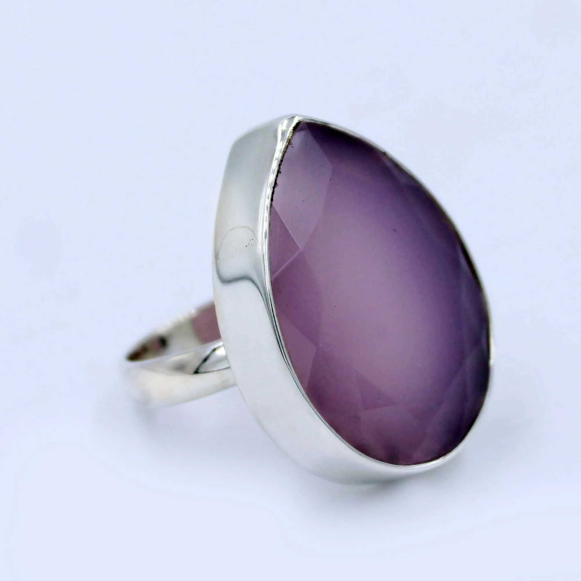Pear Cut Rose Quartz Sterling Silver Ring