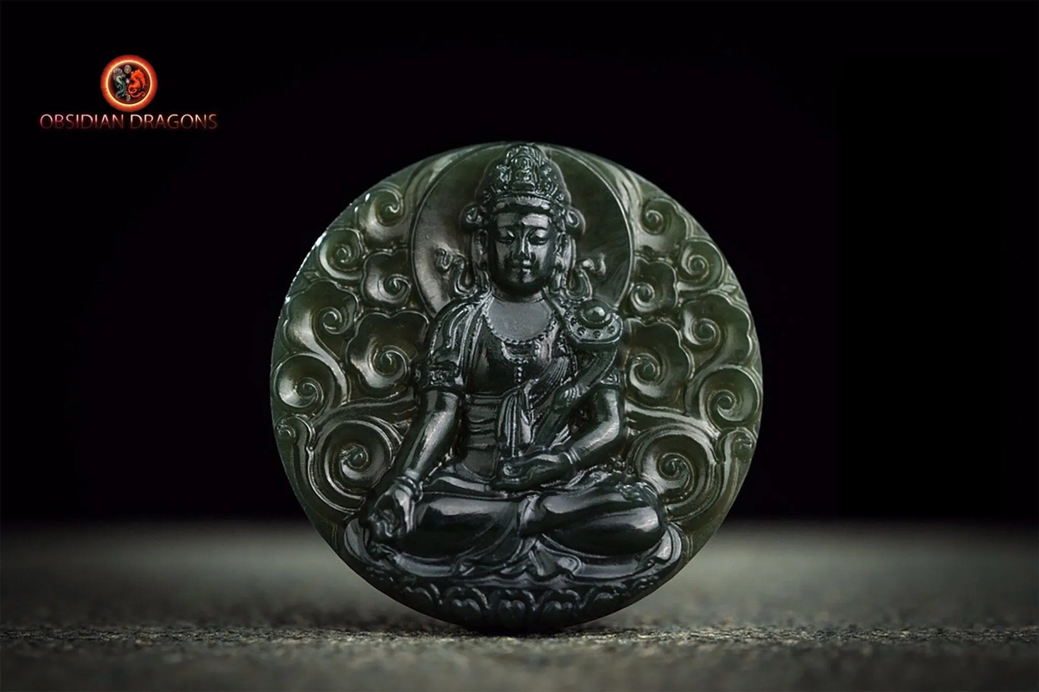 Pendentif Bouddha jade et argent- Samantabhadra