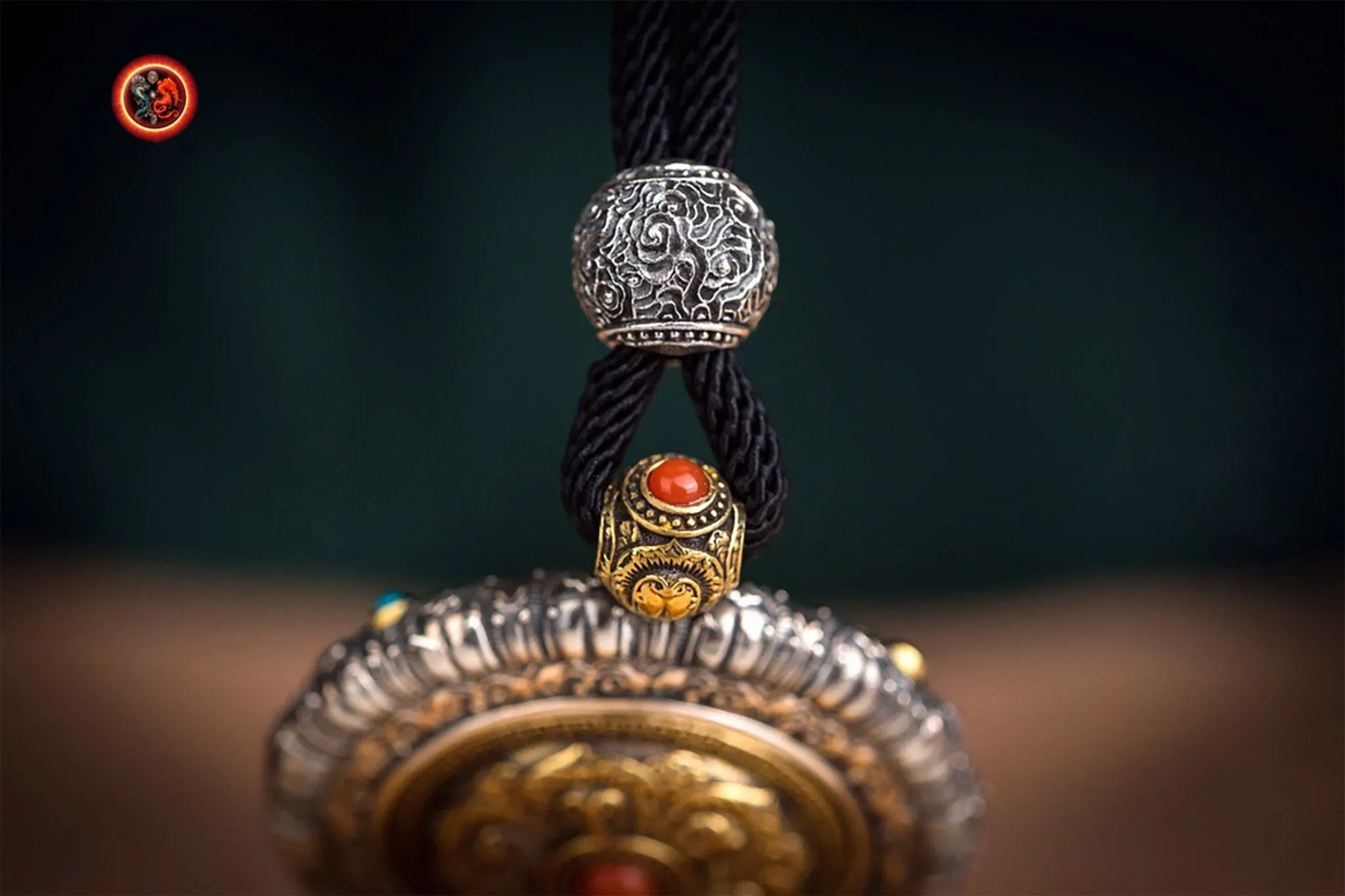 Pendentif Bouddha jade et argent- Samantabhadra