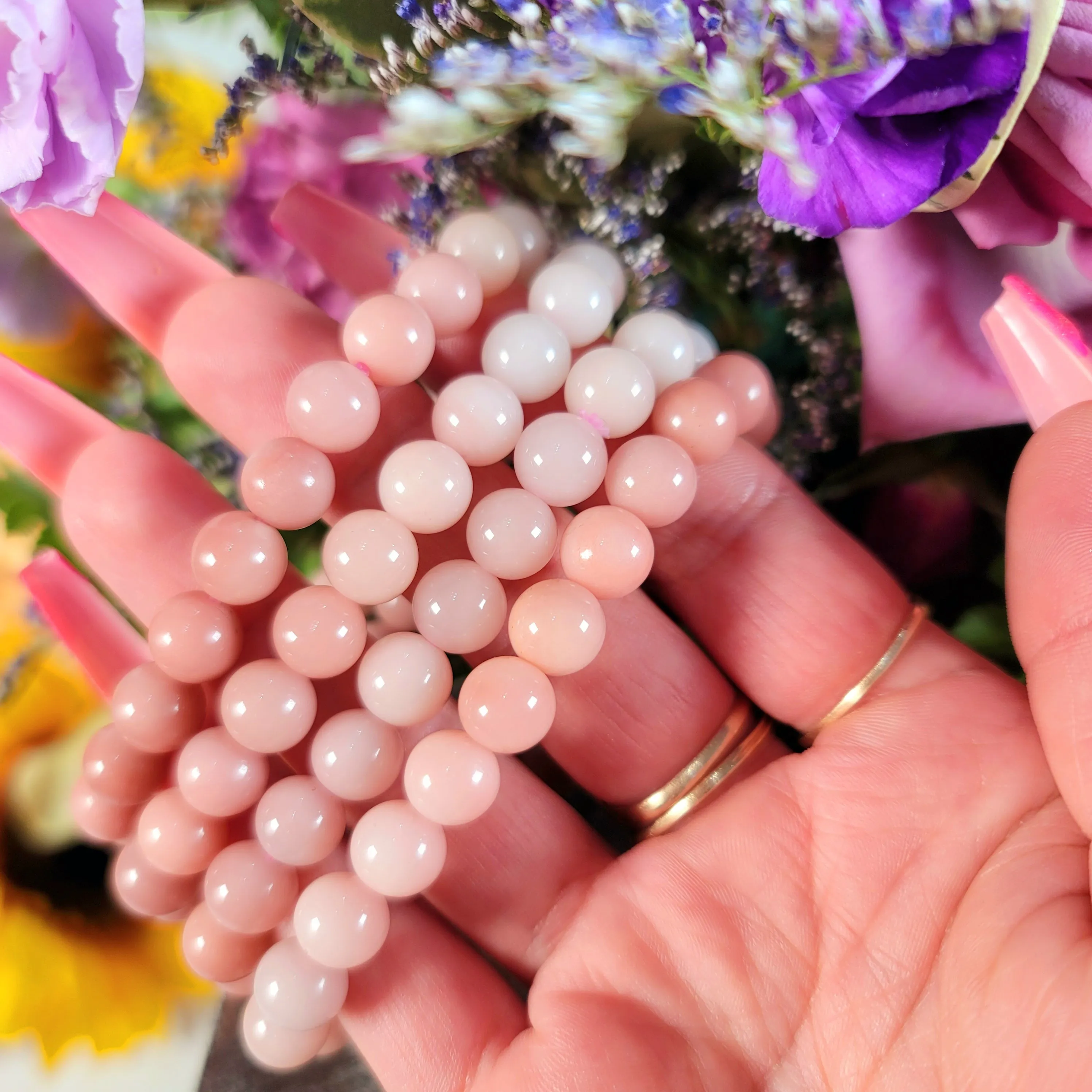 Pink Jade Waterfall Bracelet for Acceptance and Serenity