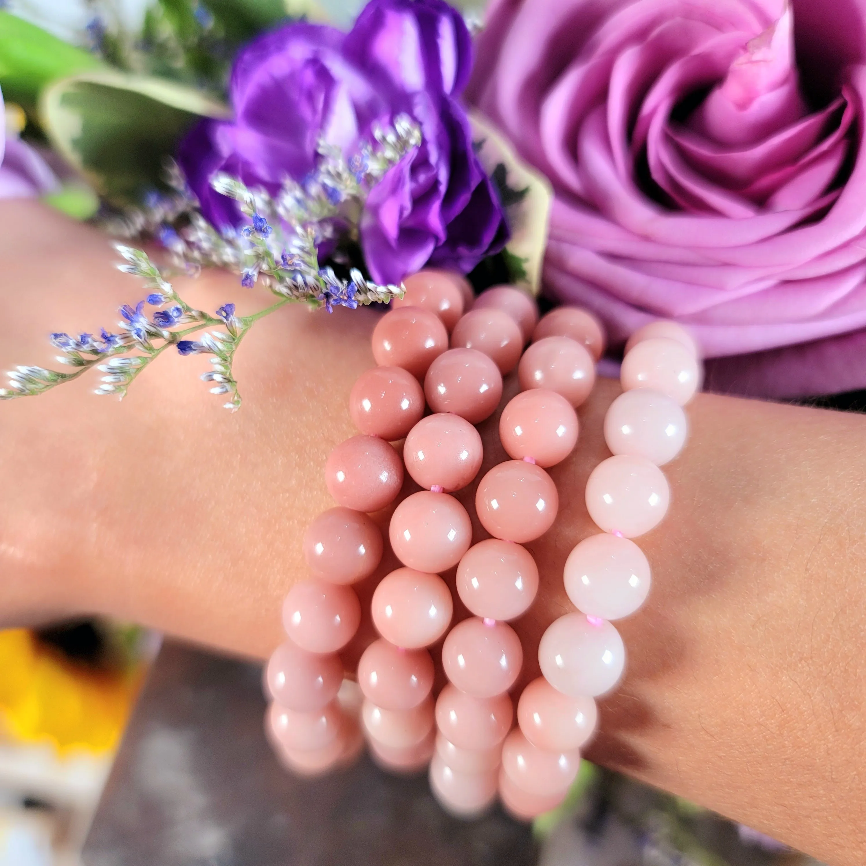 Pink Jade Waterfall Bracelet for Acceptance and Serenity