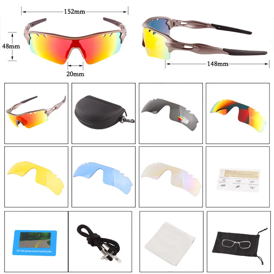 Polarized Sports Sunglasses Cycling Sun Glasses for Men Women with 5 Lenes for Running Baseball Golf Driving