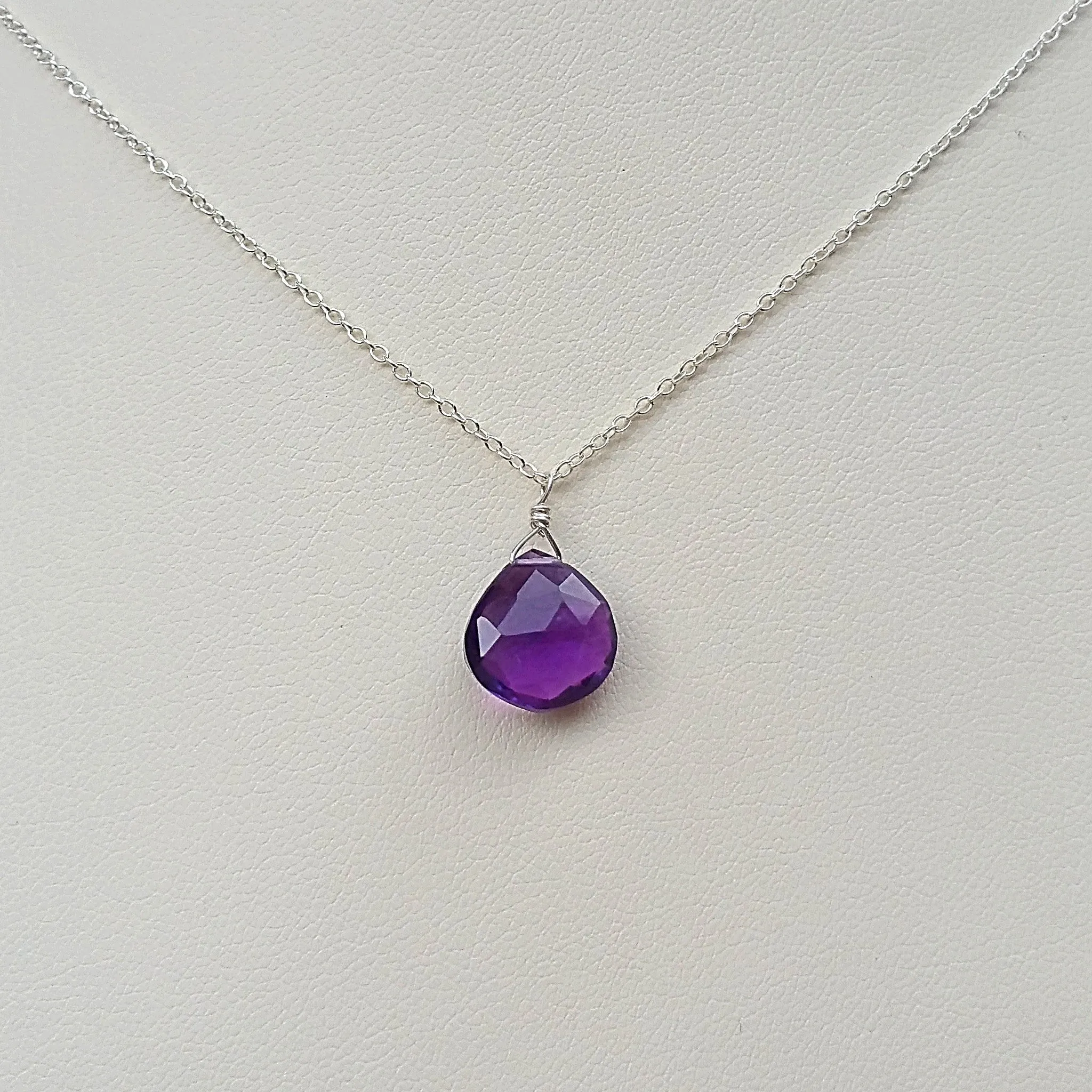 Purple Quartz Drop Pendant Necklace - Rubarb Jewelry