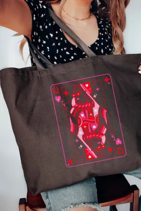Queen Of Hearts Canvas Jumbo Tote