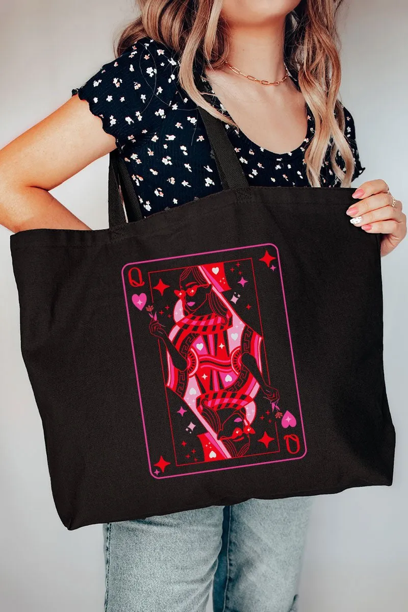 Queen Of Hearts Canvas Jumbo Tote
