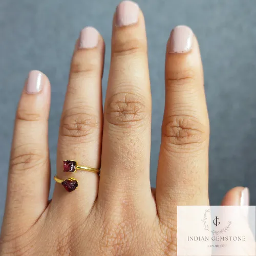 Raw Garnet Ring, Handmade Jewelry, Dainty Ring, Natural Garnet Ring, Red Gemstone Jewelry, Rough Stone Ring, Anniversary & Wedding Ring,Gift