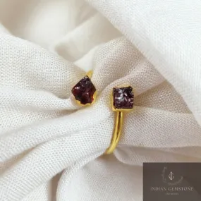 Raw Garnet Ring, Handmade Jewelry, Dainty Ring, Natural Garnet Ring, Red Gemstone Jewelry, Rough Stone Ring, Anniversary & Wedding Ring,Gift