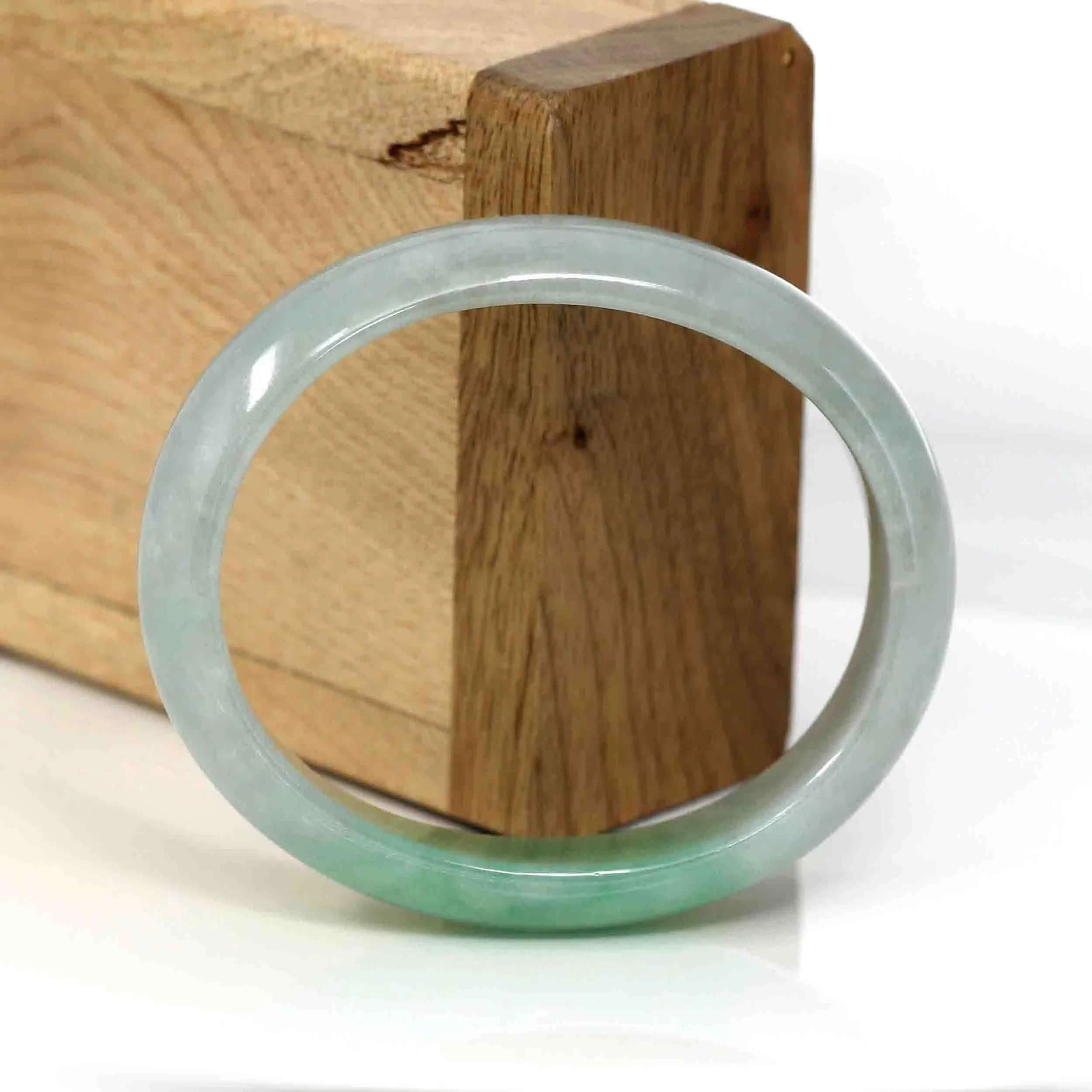 RealJade® Co. Genuine Burmese Green Jadeite Jade Oval Bangle (51.44 mm) #339