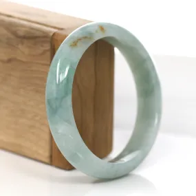 RealJade® Co. "Classic Princess Half Round" Blue- Green Jadeite Jade Bangle ( 59.38 mm ) #873