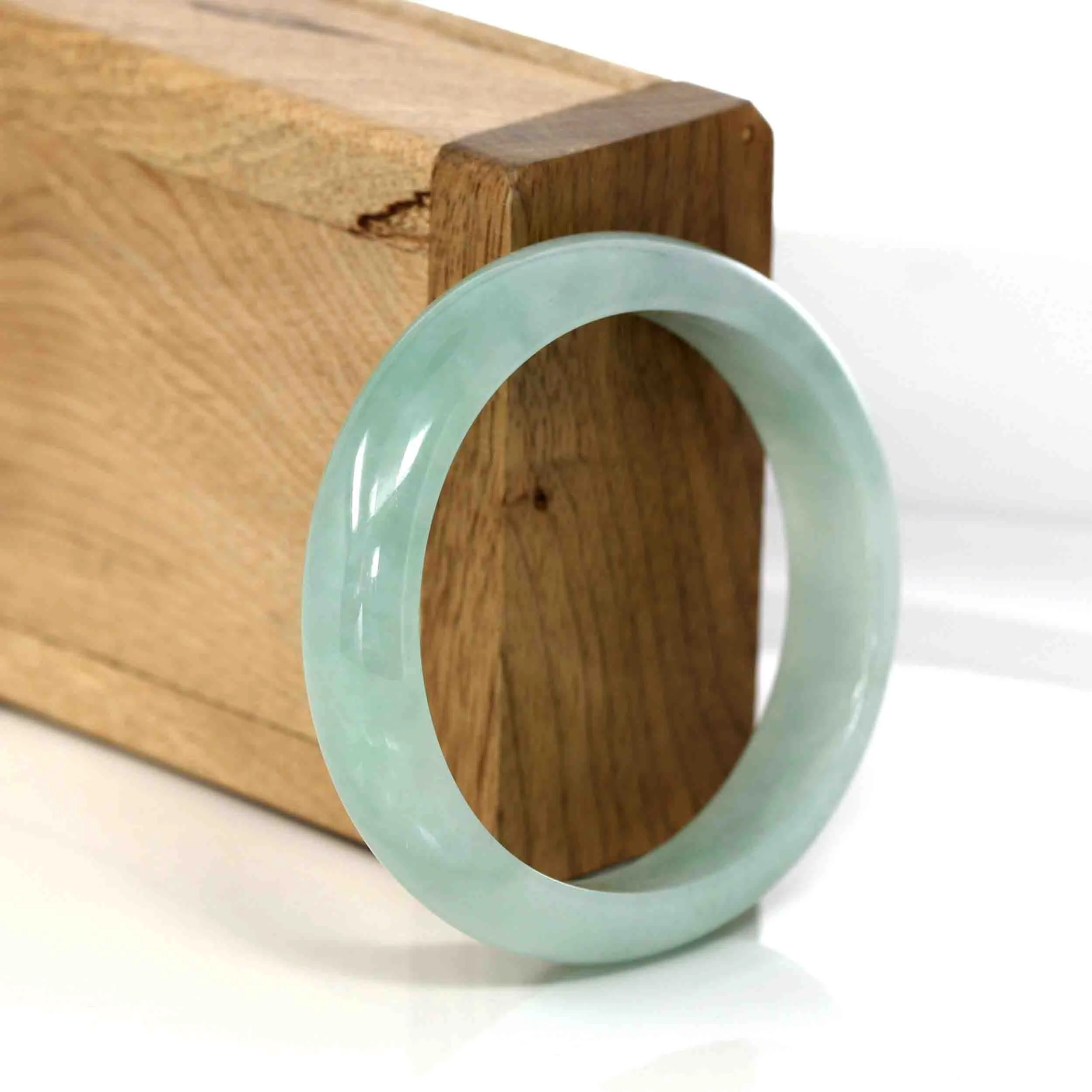 RealJade® Genuine Burmese Green Jadeite Jade Oval Bangle (55.8 mm) #345
