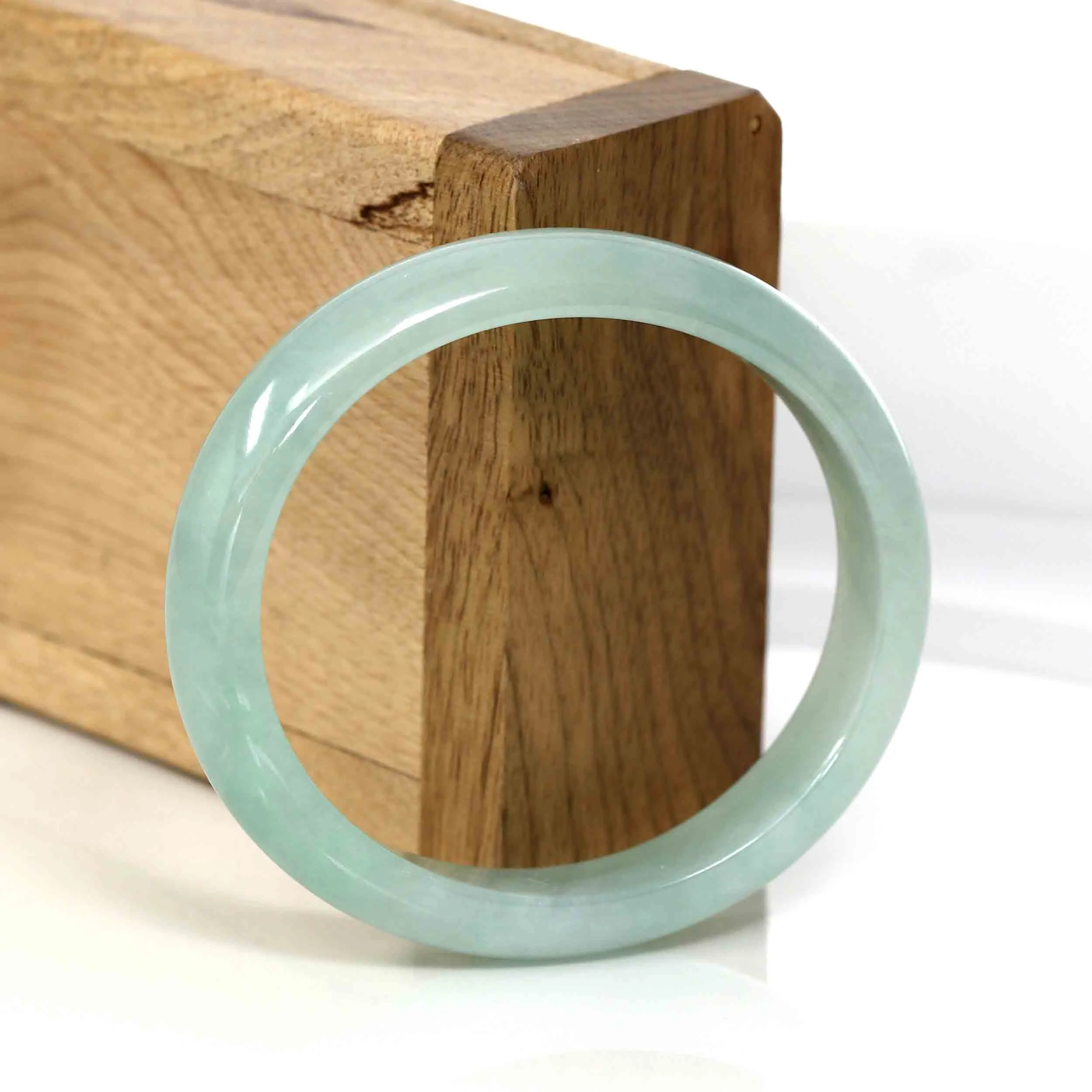 RealJade® Genuine Burmese Green Jadeite Jade Oval Bangle (55.8 mm) #345