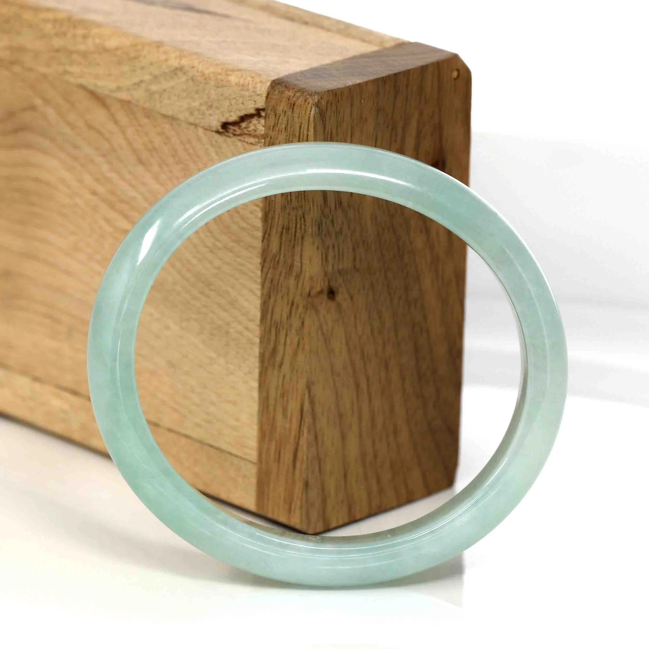 RealJade® Genuine Burmese Green Jadeite Jade Oval Bangle (55.8 mm) #345