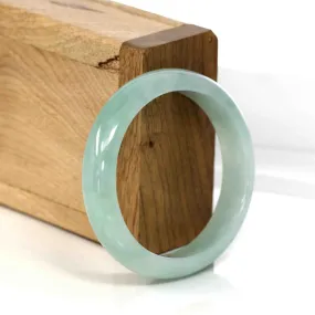 RealJade® Genuine Burmese Green Jadeite Jade Oval Bangle (55.8 mm) #345