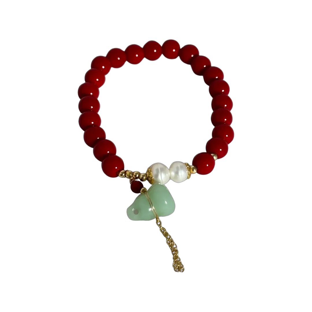 Red Coral Bracelet with Jade