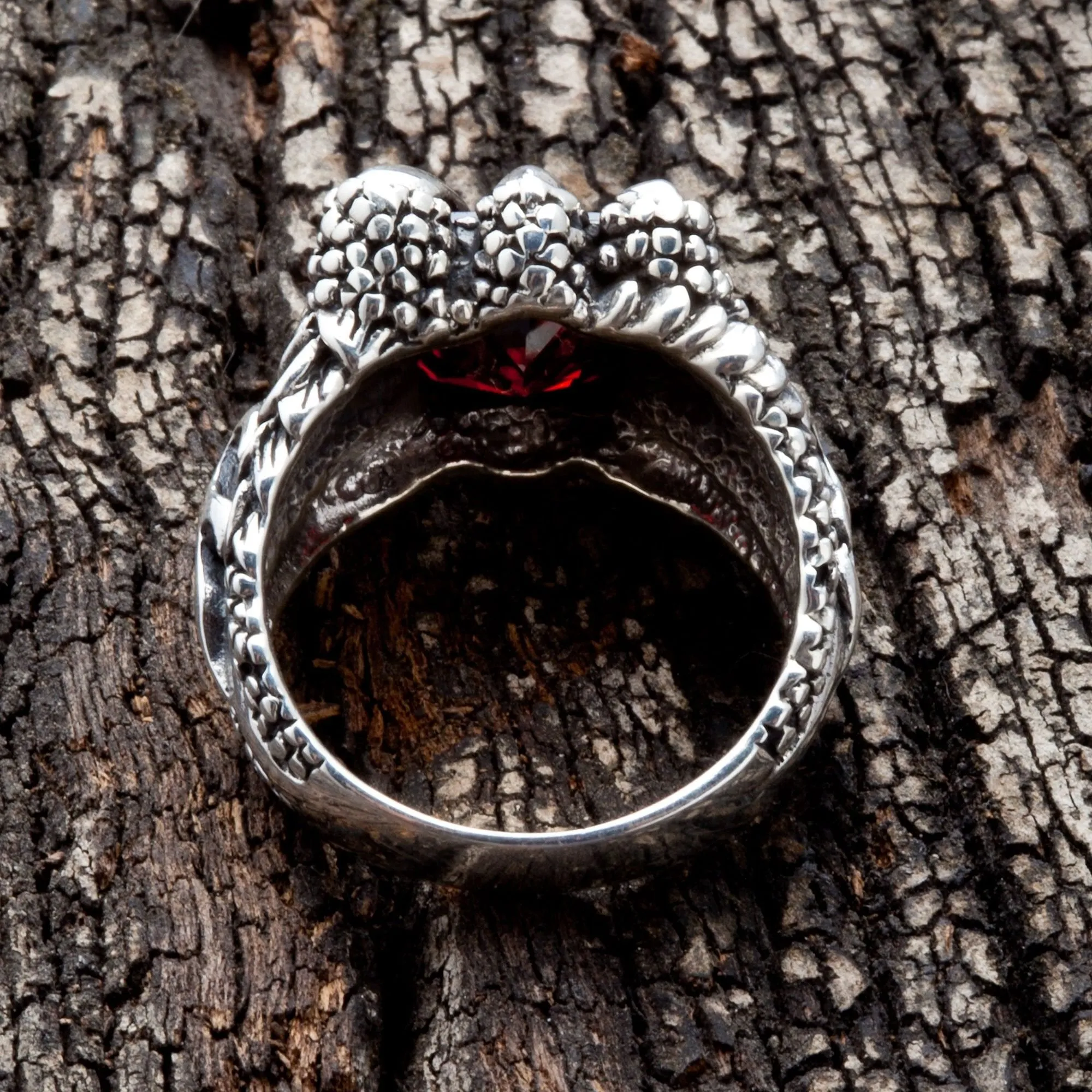 Red Garnet Claw Gothic Ring