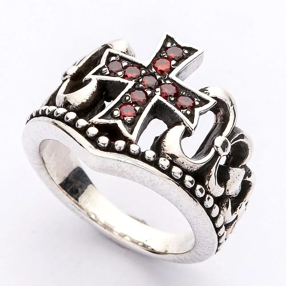 Red Garnet Cross Ring