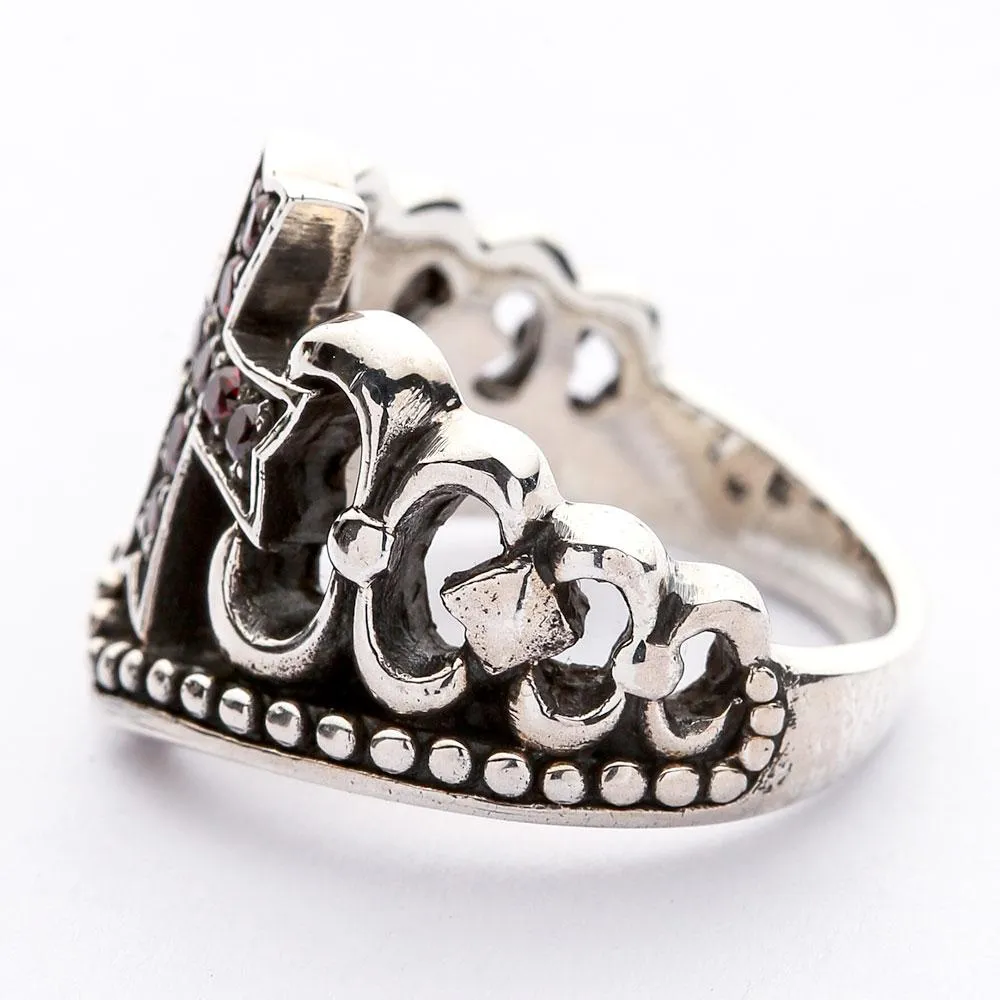 Red Garnet Cross Ring