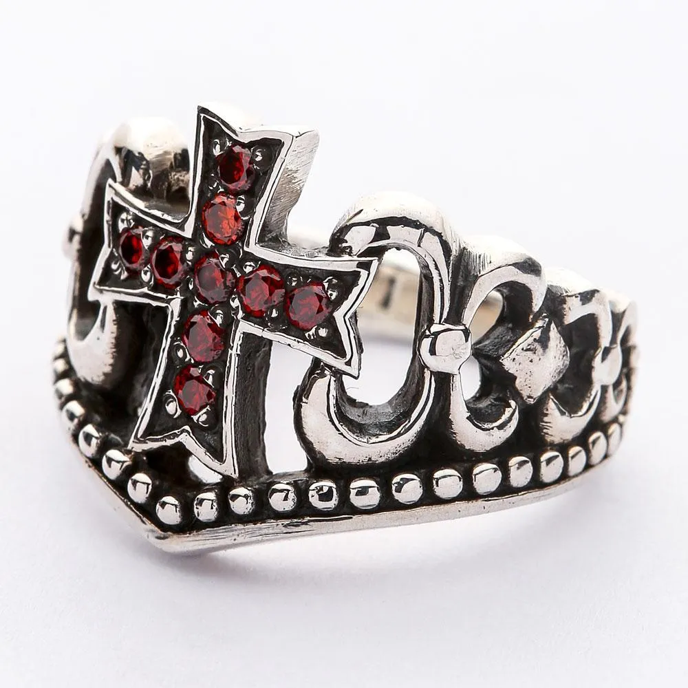 Red Garnet Cross Ring