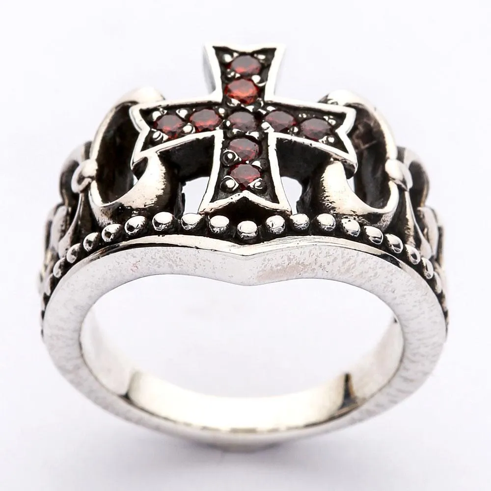 Red Garnet Cross Ring