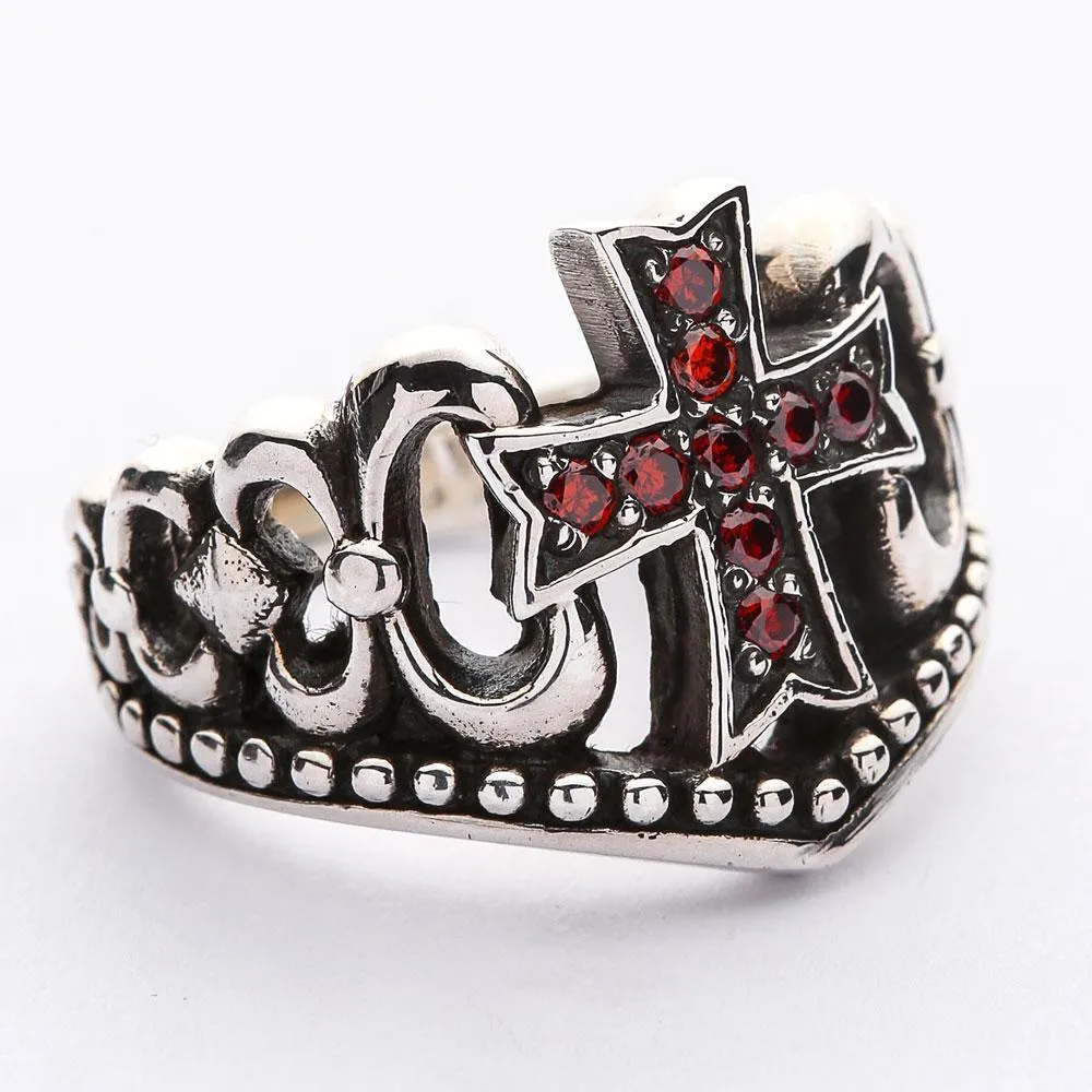 Red Garnet Cross Ring