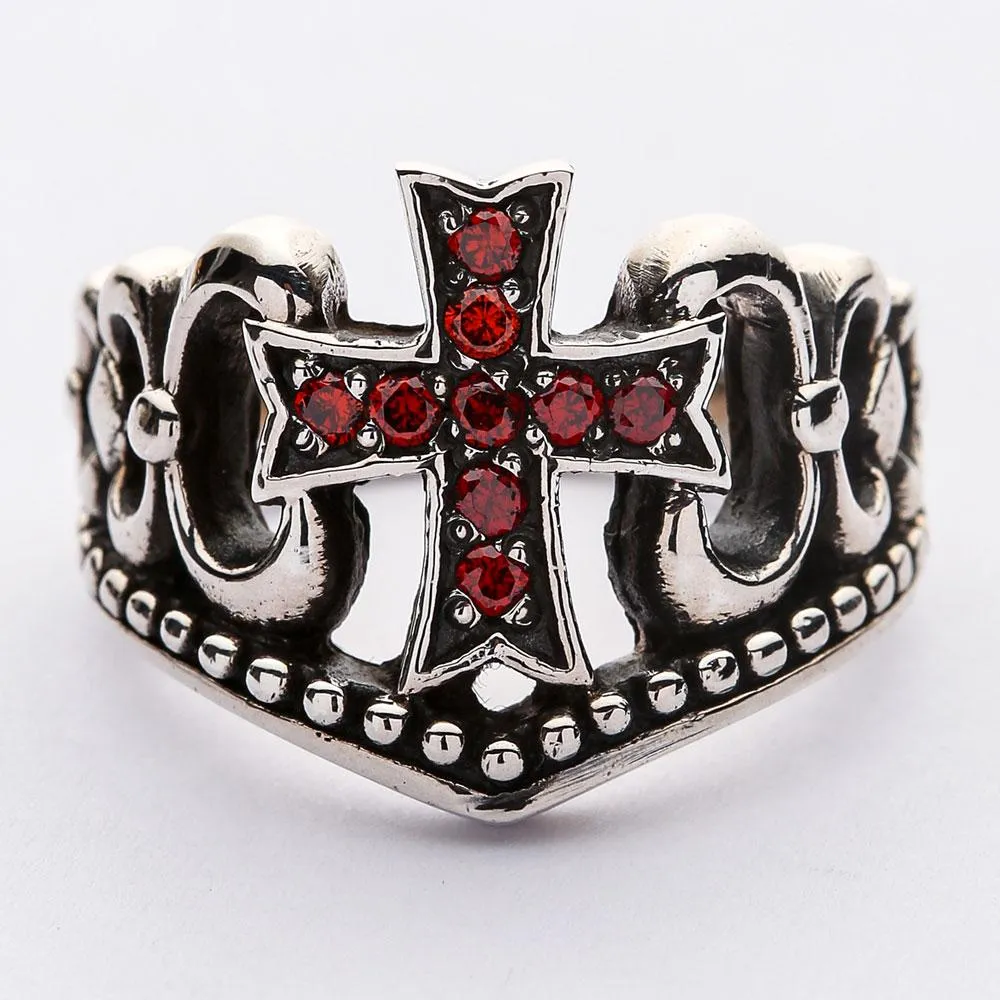 Red Garnet Cross Ring