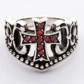 Red Garnet Cross Ring