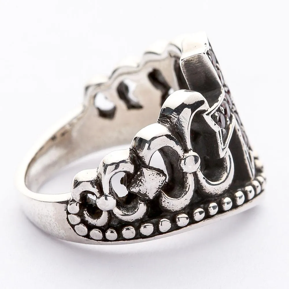 Red Garnet Cross Ring