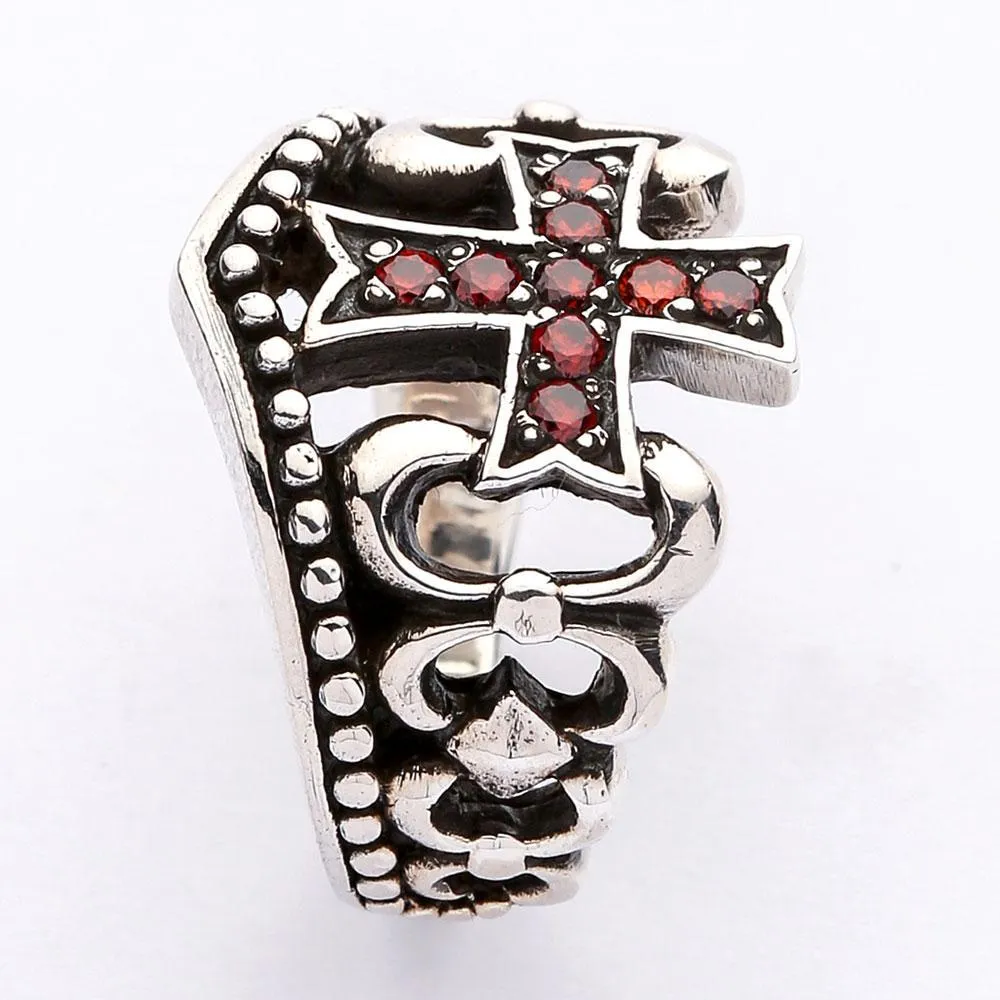 Red Garnet Cross Ring