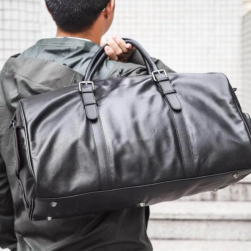 Retro Genuine Leather Duffel Bags Stylish Shoulder