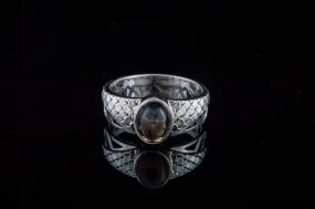 Ring with squama and Smoky Quartz gem Sterling silver handmade Jewelry