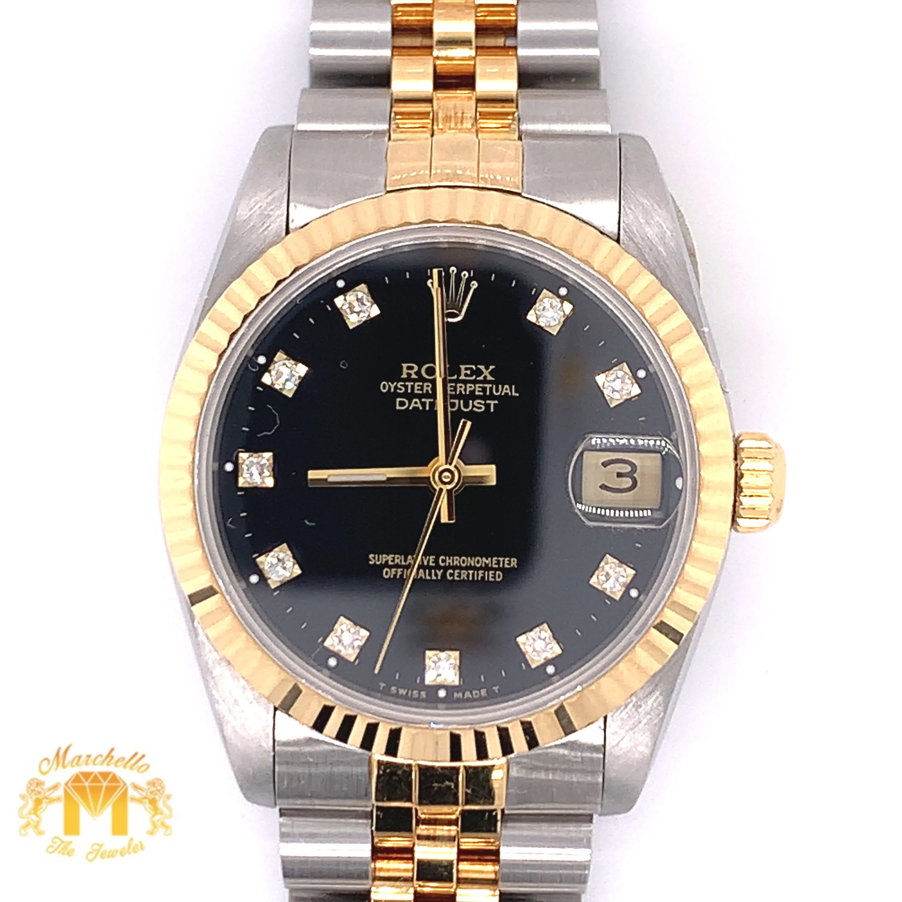 Rolex Datejust Watch with Two-tone Jubilee Bracelet (31 mm, factory diamond dial)