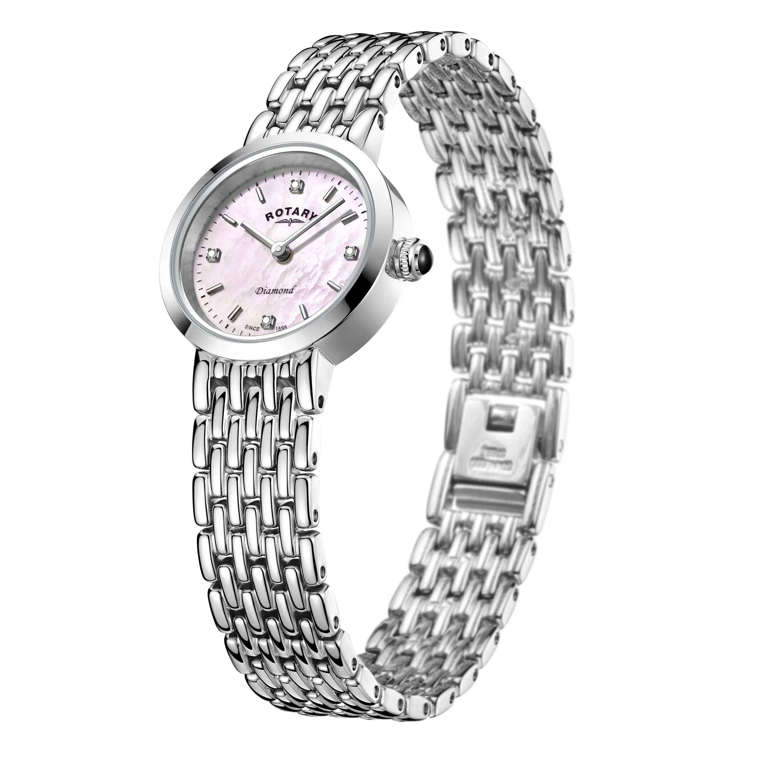Rotary 23mm Stainless Steel Mother-of-Pearl Diamond Quartz Watch