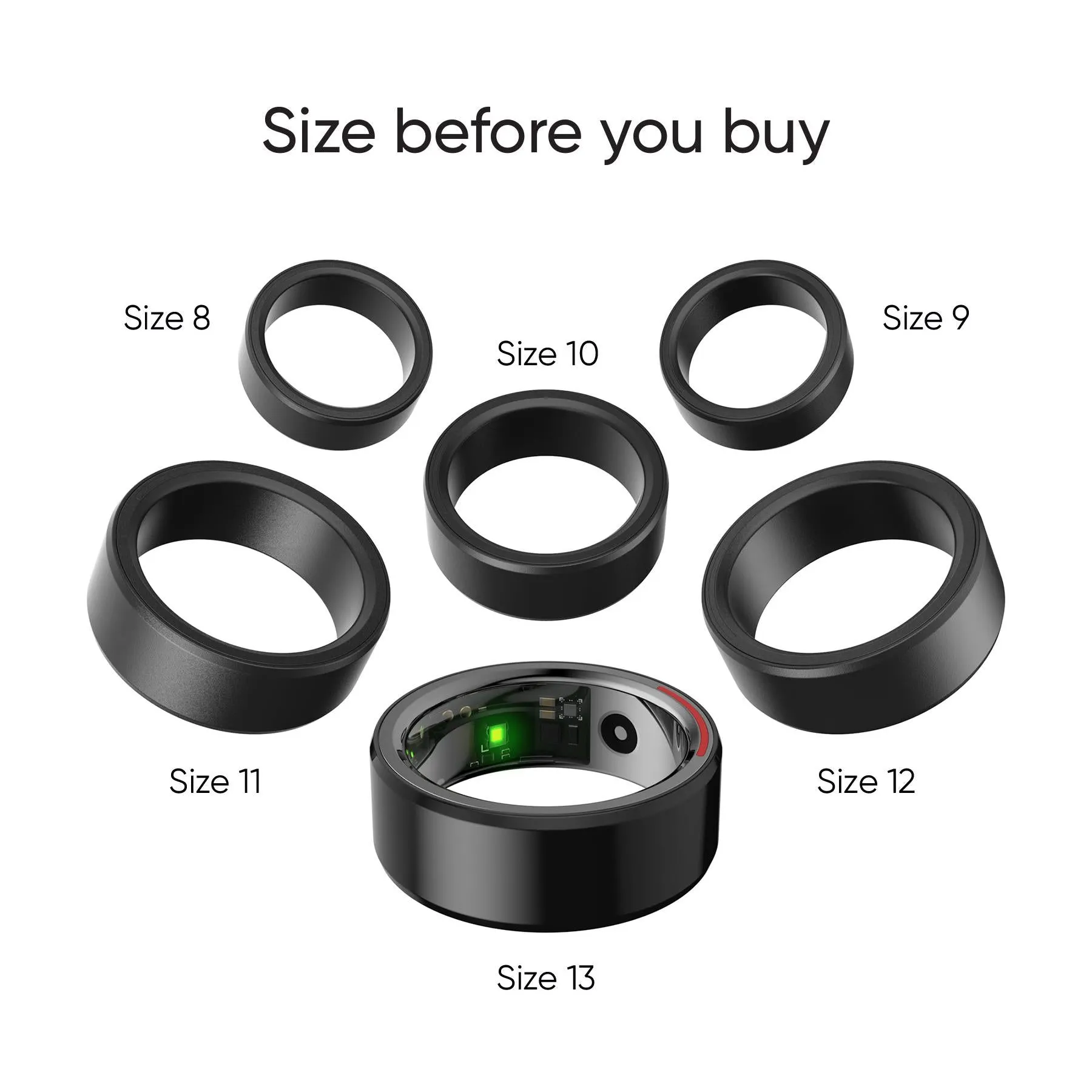 Ryze Element Smart Ring [Size 8] (Black)